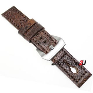   Cracked Distressed Leather Wide Watch Band Strap Stitched fit PANERAI