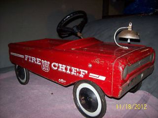 Vintage AMF Red Fire Chief No 503 Pedal Car Metal Fire Engine Truck 