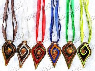 wholesale 6pcs murano glass leaf pendant necklaces from hong kong