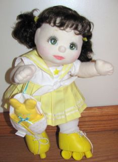 My Child Doll 1985 Green Eyes Brown Hair Pigtails Original Yellow 