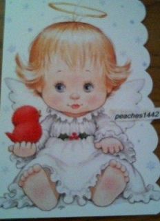 Ruth Morehead Christmas Greeting Card With Angel Holding Bird with 