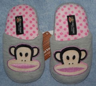 NWT PAUL FRANK SCUFF Toddler Youth Girls Monkey Slippers 11 12 13 1 2 