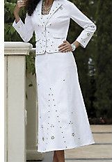 midnight velvet studded white denim jacket skirt size 8