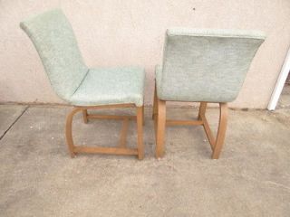 pair Gilbert Rohde Heywood Wakefield Art Deco bent wood side chairs 