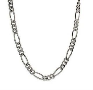 Mens Stainless Steel 5mm Figaro Chain Link Bling Necklace 20 Inch C1