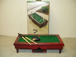 Game MINI POOL TABLE DESK GAME Wooden Table Balls Cue Sticks Take 