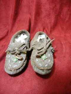 pair vintage child s beaded leather indian moccasins time left