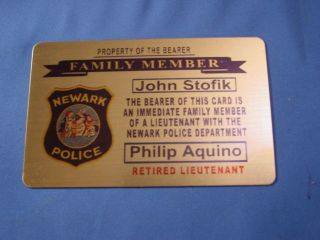 newark nj police family member card in brass time left