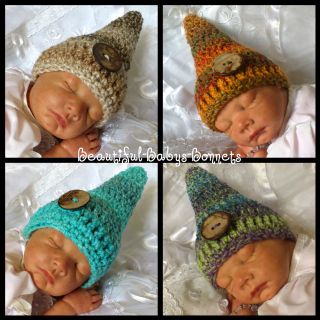 Babys Crochet Gnome Elf Pixie Hat Newborn Photo Prop In Various 