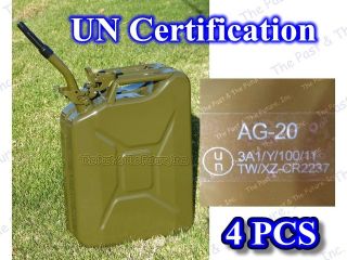 UN Certification Nato Style Portable Jerry Can / Gas Tank 20L 4 Pcs w 