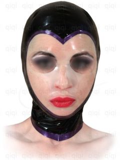 latex rubber hood 0 45mm catsuit mask black transparent