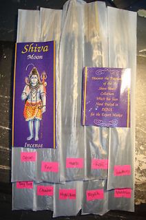 Genuine Shiva Moon Indian Incence, 10 Different packs of 15 sticks 