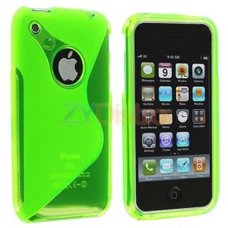 Neon Green TPU S Line Rubber Skin Case Cover for Apple iPhone 3G S 3GS