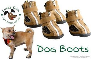   TAN DELUXE QUALITY LUCKY DOG SHOES BOOTS RUBBER SOLES (PET SHOE L 4