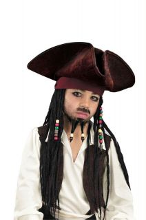 boys pirate jack sparrow hat wig costume new dg18423