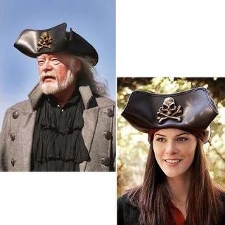 Skull & Crossbones Leather Pirate Tricorn Hat Perfect For Re enactment 