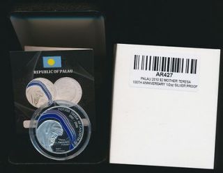 Palau 2010 $2 Silver Proof Mother Teresa Centenary Mintage 1,000