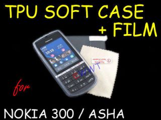   Gel Soft Back Cover Case + Screen Protector for Nokia 300 Asha GJSA313