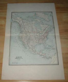 original old 1884 antique map north america 