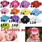 Newborn Baby Girl hair daisy flower bow clip headband new 14 colours 
