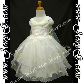 SP51 Flower Girl/Holiday/Christening/Formal/Pageant Dress, Ivory 0 4 