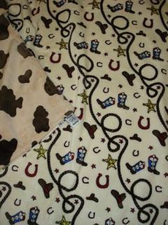 Personalized Baby Blanket Lil Cowpoke Royal Blue Minky Multiple Sizes 