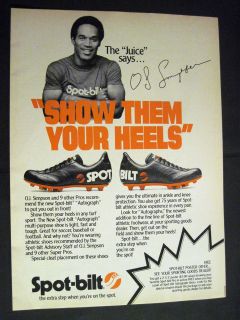 The Juice OJ Simpson for Spot Bilt athletic shoes 1980 Print Ad