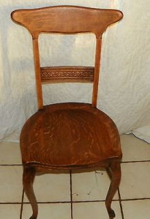 quartersawn oak carved back desk chair sidechair 