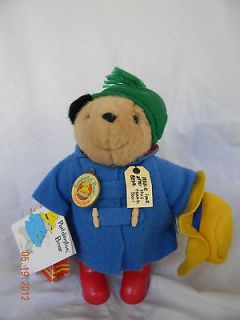 New with Tag   EDEN Paddington Bear w/ red rubber boots, shopping bag 