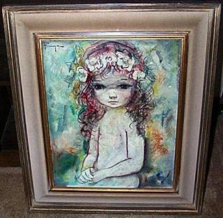 ozz franca original oil canvas girl w flowers in hair