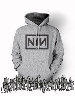 Grey Hoodie with Black NINE INCH NAILS Logo   NIN Year Zero Trent 