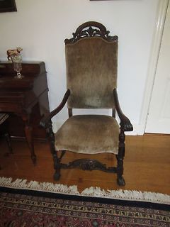  Victorian upholstered walnut parlor chair circa 1895. 54 high