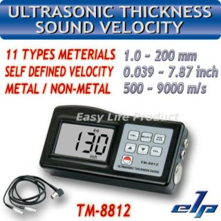   Ultrasonic Thickness Gauge Meter 1~200mm Tester Metal/Non Meta​l
