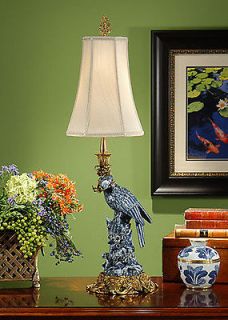 WILDWOOD LAMPS 9113 BLUE PARROT LAMP PORCELAIN ORMOLU BASE RIGHT