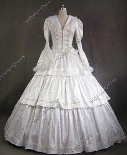 Civil War Victorian Brocade and Cotton Ball Gown Dress Prom 