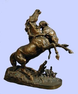SIGNED MENE ANIMALIER BRONZE of a DOG ATTACKING LARGE HORSE MID 19TH 