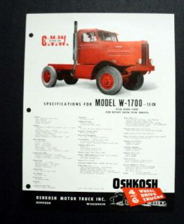 Oshkosh 1959 Model W 1700 15cr Gasoline 4Whl Steer Rotary Snow Plow 