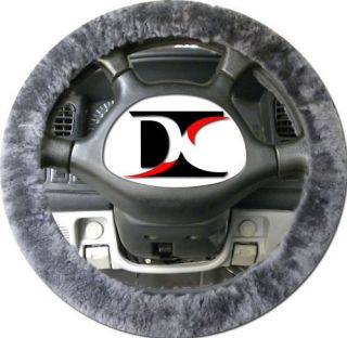 100% SHEEP WOOL STEERING WHEEL COVER NICE CHARCOAL SOFT AND WARM IN 