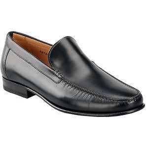 Santoni Hall Black Leather Slip Ons Shoe 10.5 Made in Italy $475