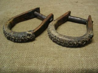 vintage leather brass wood stirrups antique horse bits time left