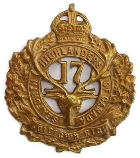 ww1 the 17th seaforth highlanders of canada cap badge from