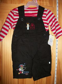 NEW Mickey Mouse Overall Outfit BABY Disney Newborn 0 3M Christmas SET 