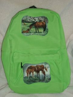 NEW Girls Neon Green HORSE Backpack Horses Glitter  Lots 