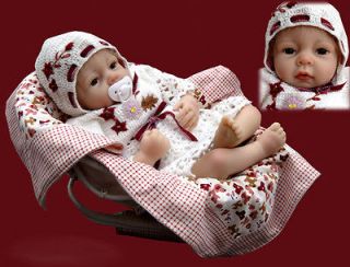 NEW 22 inch Vinyl & Silicone Reborn Baby Doll in Bassinet Basket 