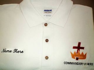 COMMANDARY KNIGHTS TEMPLAR EMBROIDERED SHIRT WITH LODGE INFO WITH YOUR 