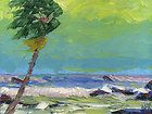 YELLOW PALMS THREE Seascape Oil Painting Florida Surf Highwaymen Style 
