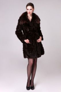 0503 Warm women rabbit fur jacket overcoat coat coats clothing raccoon 