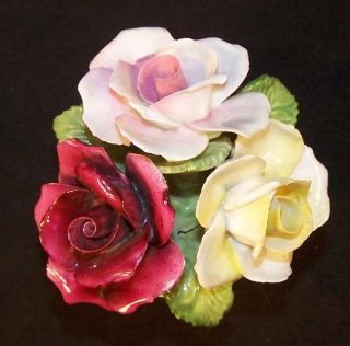 Vintage Staffordshire Radnor England Porcelain Pot of Sculpted Flowers 
