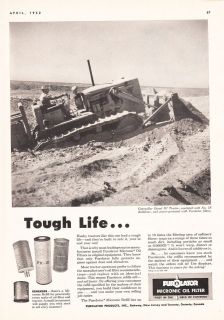 1952 Purolater Micronic Oil Filter Rahway NJ Ad Caterpillar Diesel D7 