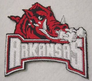 ARKANSAS RAZORBACKS Embroidered Iron On Patch   5x5   MADE in USA